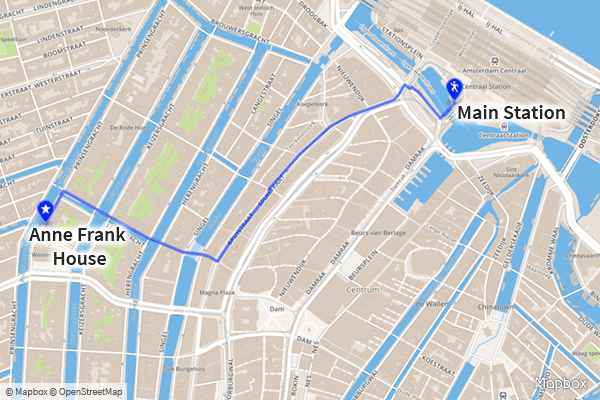 Map showing location of Anne Frank House